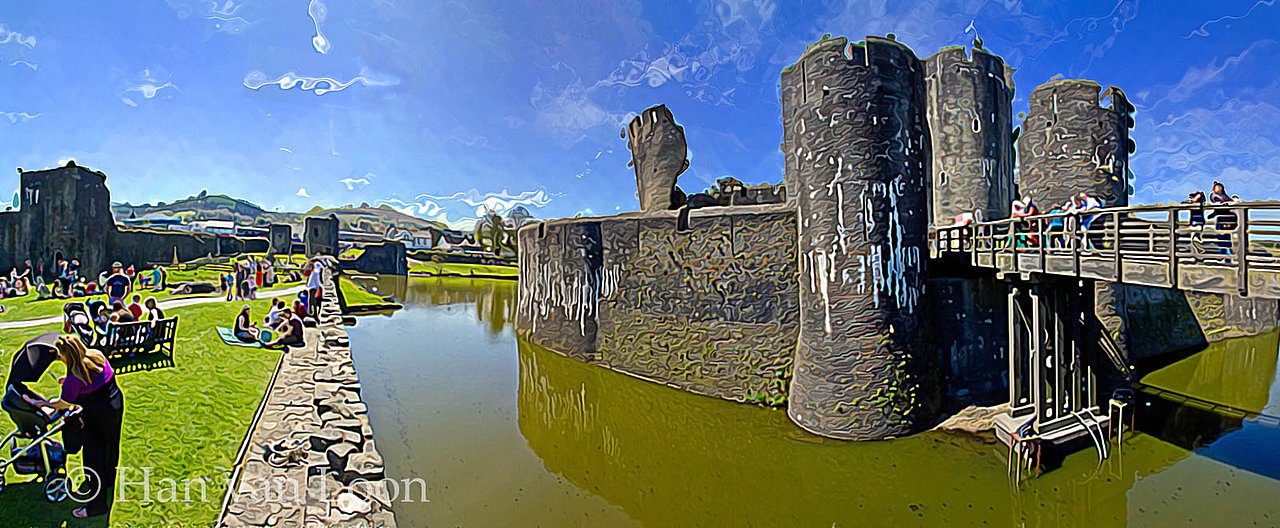 Caerphilly castle panorama Wales